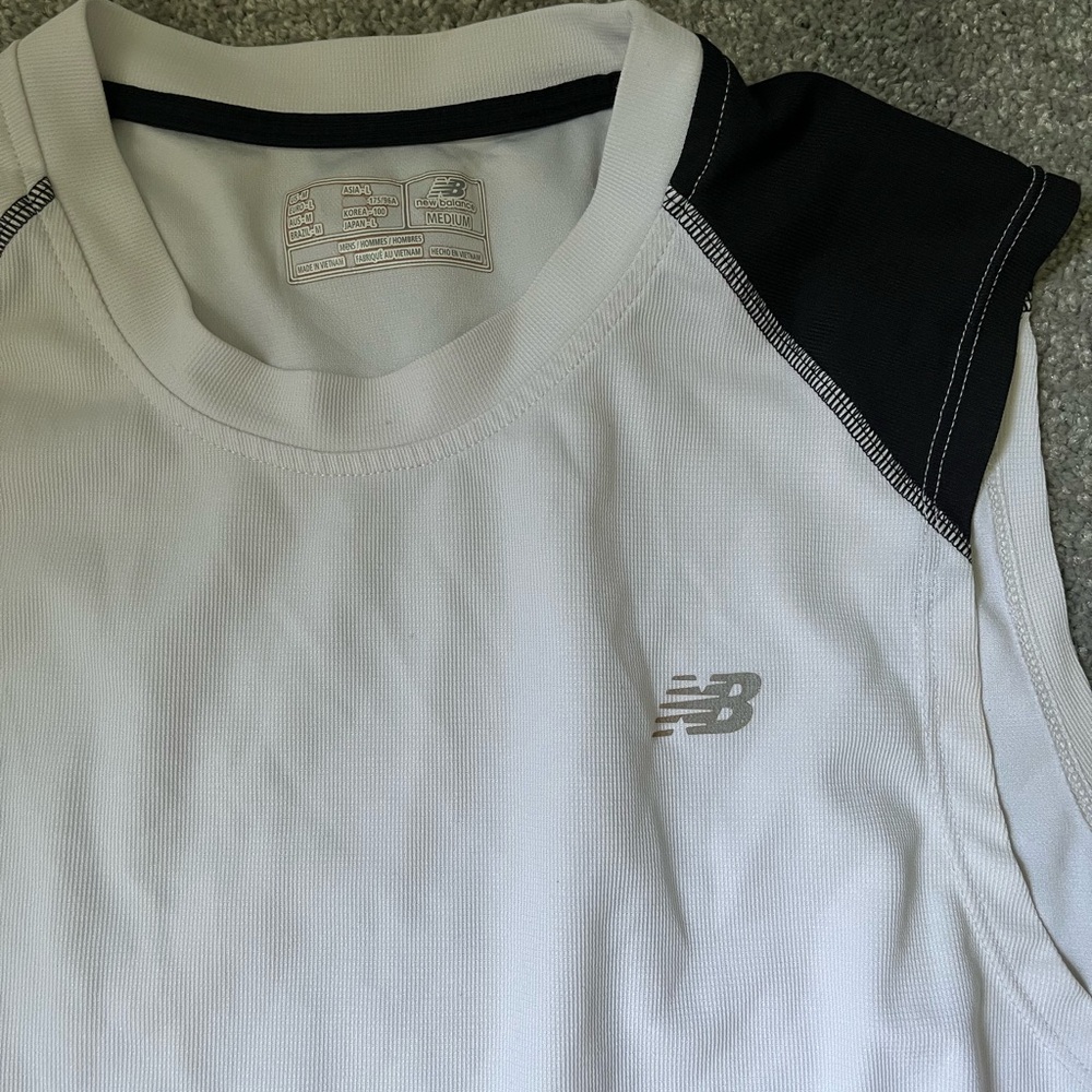 New Balance White Running Singlet